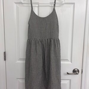 Simply Grey Linen Gingham Dress